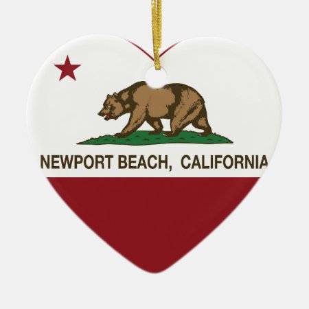 California Flag Newport Beach Heart Ceramic Ornament