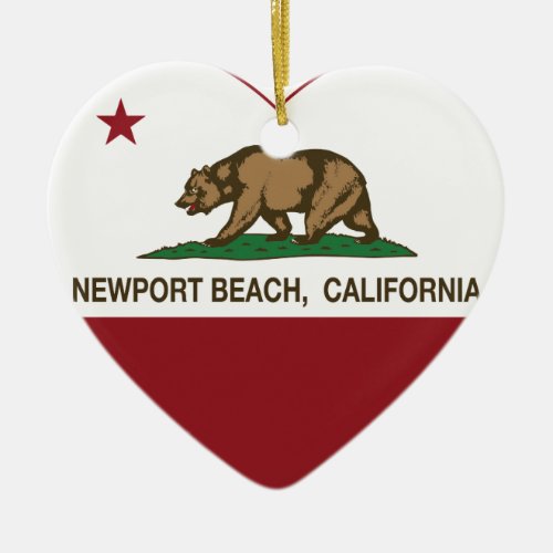 california flag newport beach heart ceramic ornament