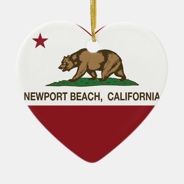 california flag newport beach heart ceramic ornament (Front)