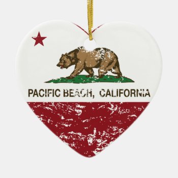 California Flag Pacific Beach Heart Distressed Ceramic Ornament by LgTshirts at Zazzle