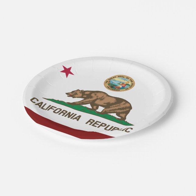 California flag paper plates (Angled)