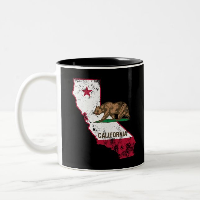 California Flag Patriotic Two-Tone Coffee Mug (Left)
