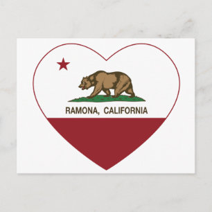 california flag ramona heart postcard