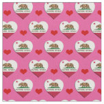 California Flag &amp; Red Heart fashion Fabric / USA