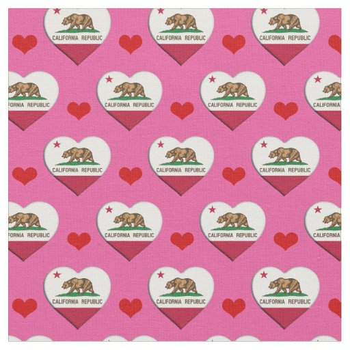 California Flag & Red Heart fashion Fabric / USA