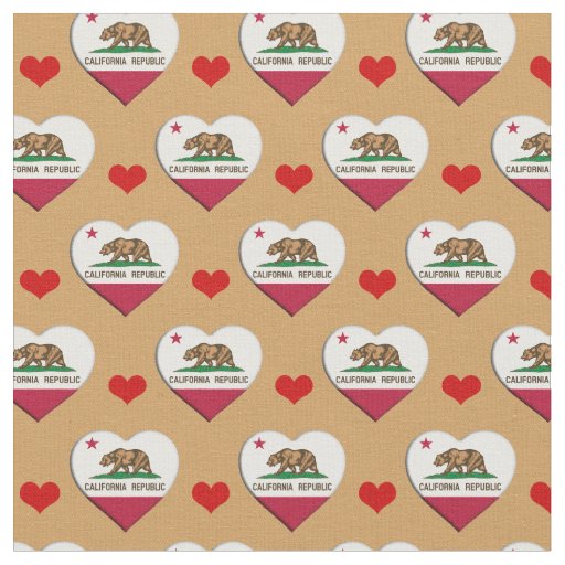 California Flag & Red Heart fashion Fabric / USA