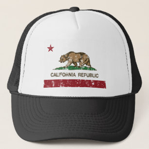 california flag republic distressed trucker hat