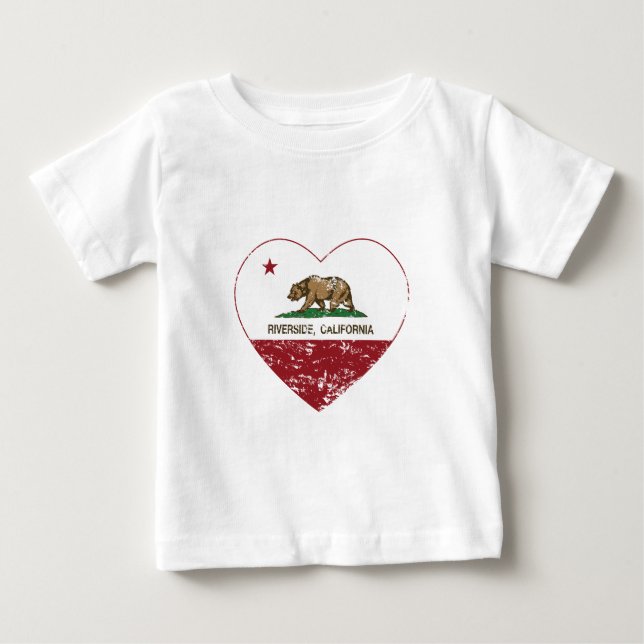 california flag riverside heart distressed baby T-Shirt (Front)