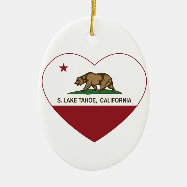 california flag S. lake tahoe heart Ceramic Ornament (Front)