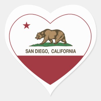 California Flag San Diego Heart Heart Sticker by LgTshirts at Zazzle