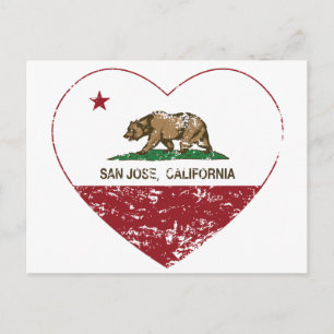 california flag san jose heart distressed postcard