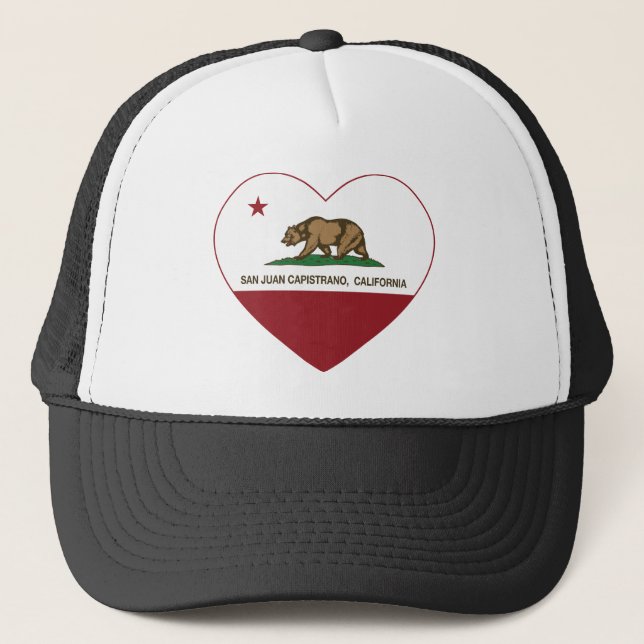 california flag san juan capistrano heart trucker hat (Front)