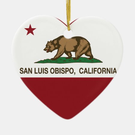 California Flag San Luis Obispo Heart Ceramic Ornament