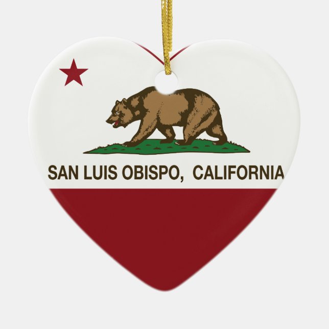 california flag san luis obispo heart ceramic ornament (Front)