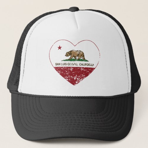 california flag san luis obispo heart distressed trucker hat