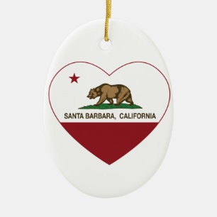 california flag santa barbara heart ceramic ornament