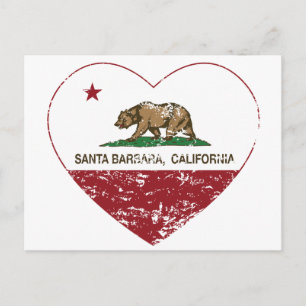 california flag santa barbara heart distressed postcard