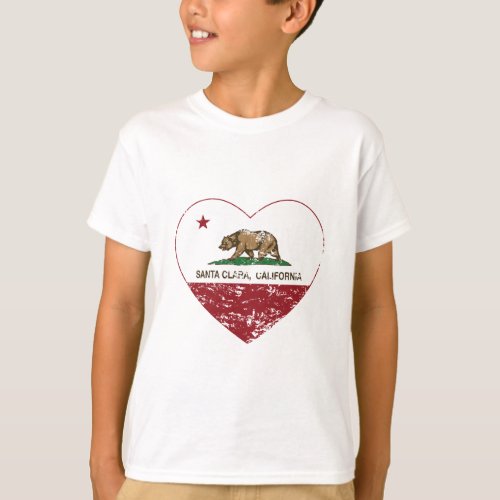 california flag santa clara heart distressed T_Shirt