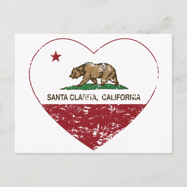 california flag santa clarita heart distressed postcard (Front)