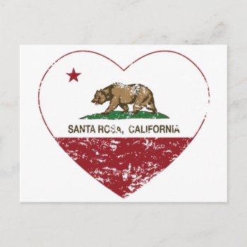 California Flag Santa Rosa Heart Distressed Postcard by LgTshirts at Zazzle