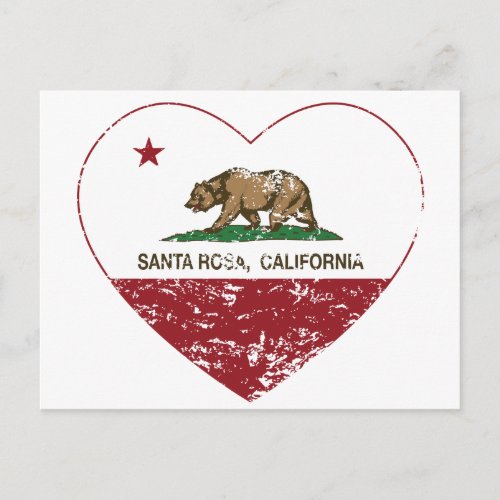 california flag santa rosa heart distressed postcard