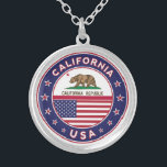 California Flag Silver Plated Necklace<br><div class="desc">California Flag</div>