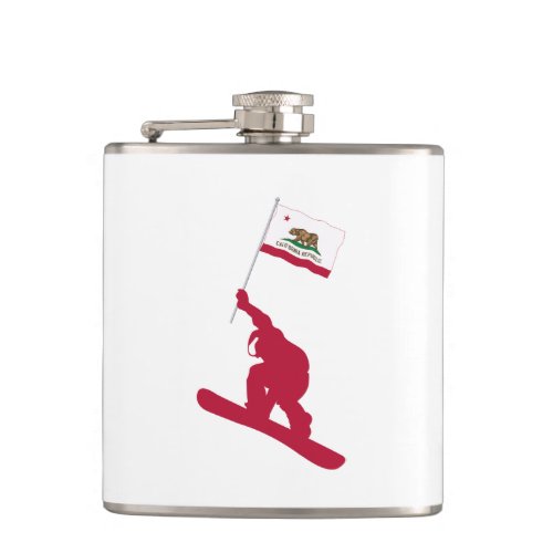 California Flag Snowboard Flask