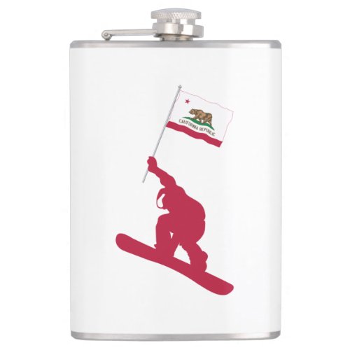 California Flag Snowboard Flask