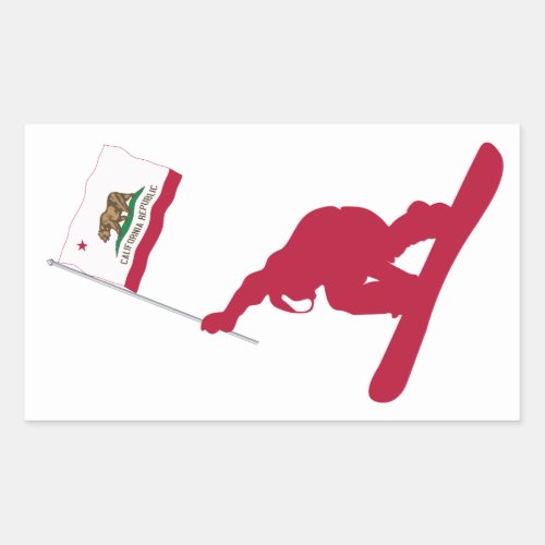 California Flag Snowboard Rectangular Sticker