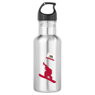 California Flag Snowboard Stainless Steel Water Bottle