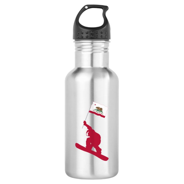 California Flag Snowboard Stainless Steel Water Bottle (Front)