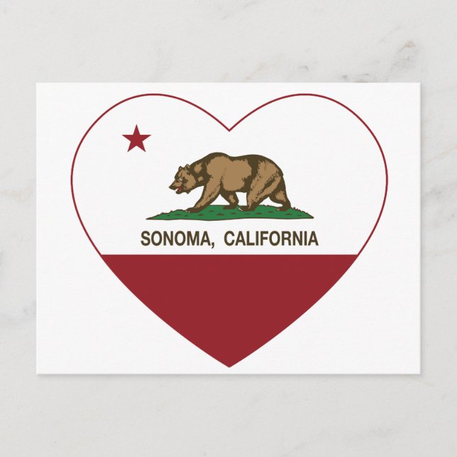 california flag sonoma heart postcard (Front)