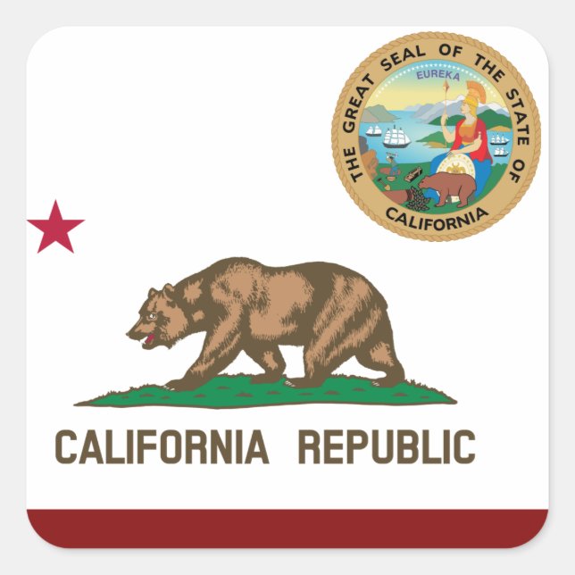 California flag square sticker (Front)