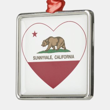 California Flag Sunnyvale Heart Metal Ornament by LgTshirts at Zazzle