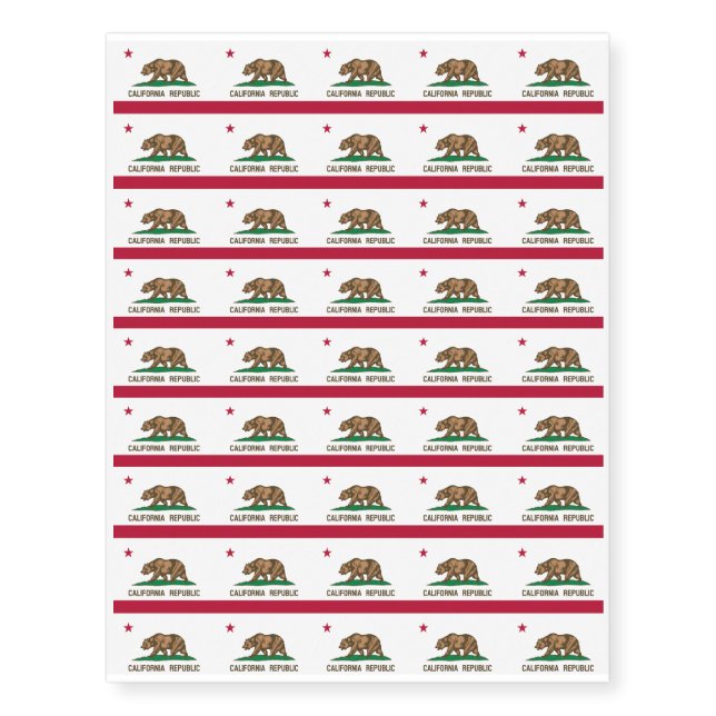 CALIFORNIA FLAG TEMPORARY TATTOOS (Front)