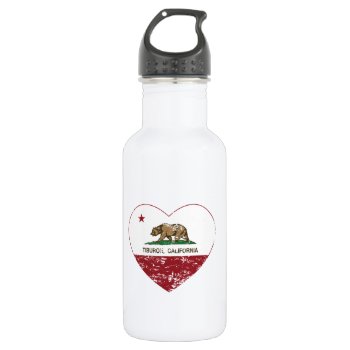 California Flag Tiburon Heart Distressed Water Bottle by LgTshirts at Zazzle