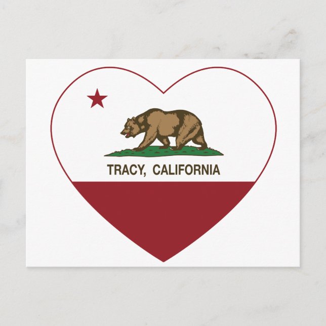 california flag tracy heart postcard (Front)