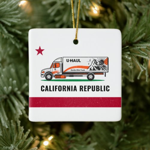 California Flag U_Haul Parody funny Ceramic Ornament