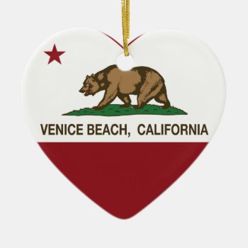 California Flag Venice Beach Heart Ceramic Ornament by LgTshirts at Zazzle