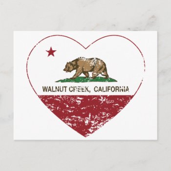California Flag Walnut Creek Heart Distressed Postcard by LgTshirts at Zazzle
