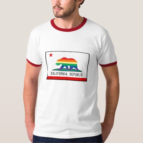 California Flag with Rainbow Bear T_Shirt