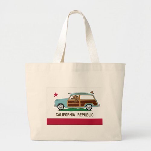 California Flag Woodie Large Tote Bag