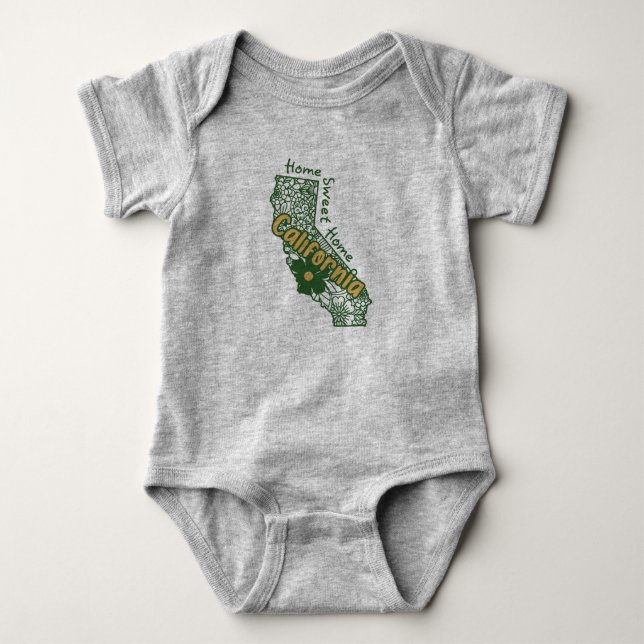 California Floral Doodles Baby Bodysuit (Front)