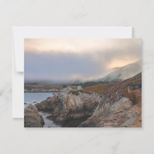California Foggy Rocky Coastline at Sunrise Postcard