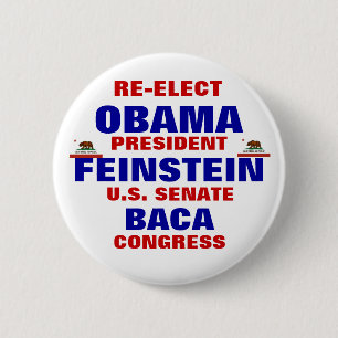 California for Obama Feinstein Baca Button