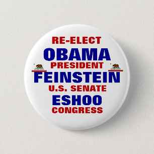 California for Obama Feinstein Eshoo Button