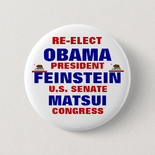 California for Obama Feinstein Matsui Button