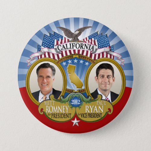 California for Romney Ryan _ Double Photo Pinback Button