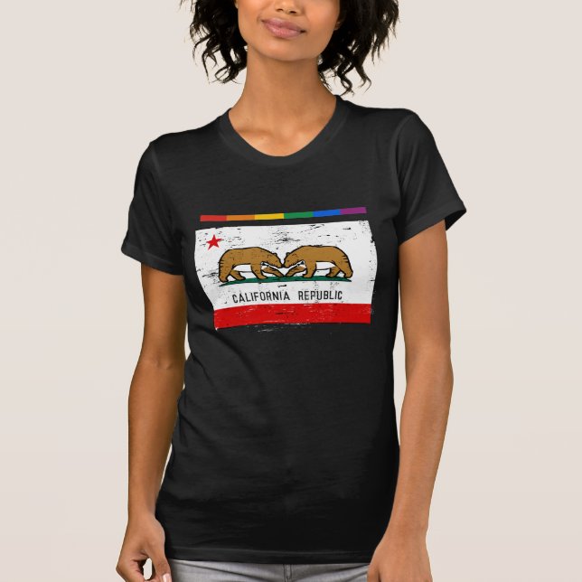 CALIFORNIA GAY MARRIAGE FLAG T-Shirt (Front)