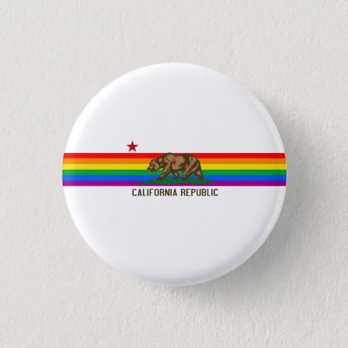 California Gay Pride Flag Pinback Button